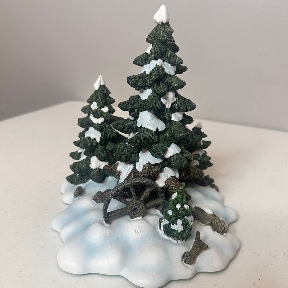 Dept. 56 Village Series Accessory Wagonwheel Pine Grove Evergreen Snow Trees